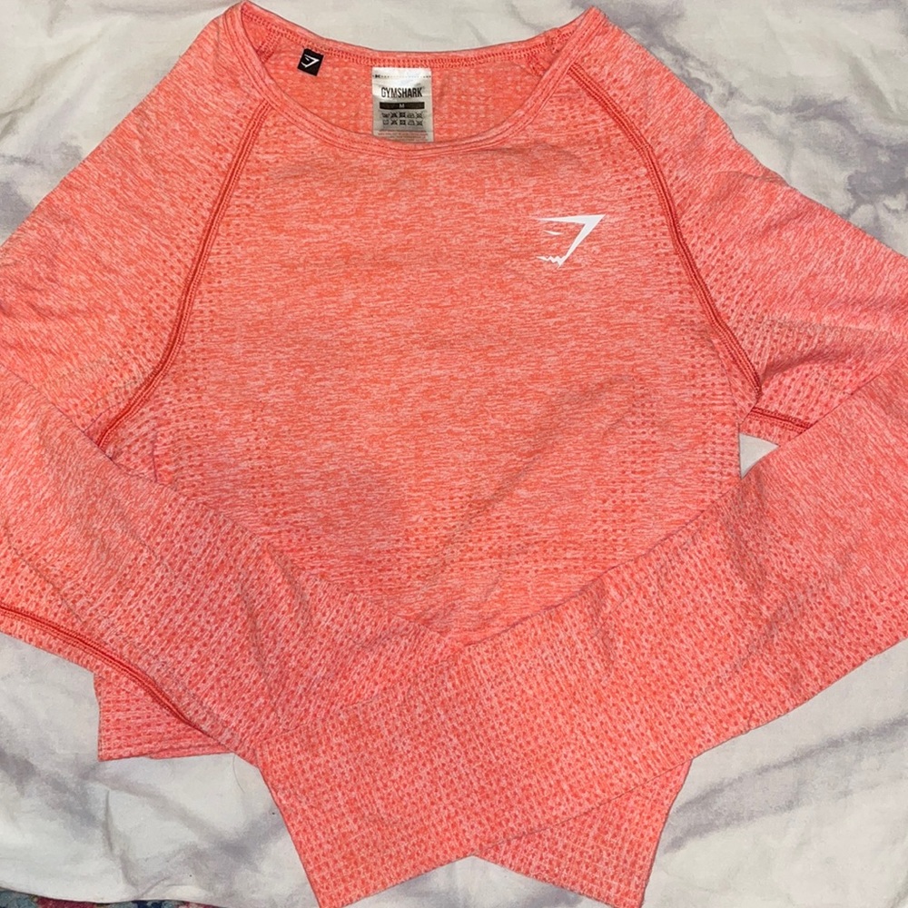 Peach Gymshark Vital Seamless Long Sleeve Crop Top